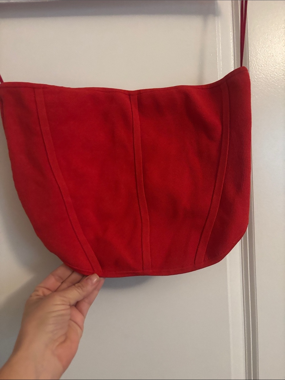 Babaton Red Ribbed Knit Top